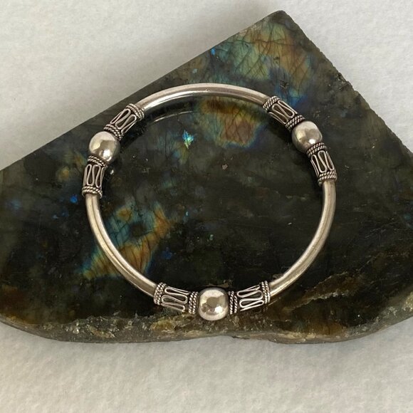 Suarti Sterling Silver 925 BA Indonesia Bali Beaded Round Bangle Bracelet 7.75" - Picture 11 of 16